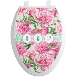 Watercolor Peonies Toilet Seat Decal - Elongated (Personalized)