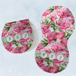 Watercolor Peonies Burp Pads - Velour - Set of 2 w/ Multiple Names