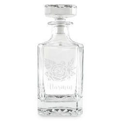 Watercolor Peonies Whiskey Decanter - 26 oz Square (Personalized)