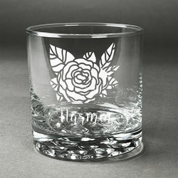 Watercolor Peonies Whiskey Glass (Single) (Personalized)