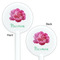 Watercolor Peonies White Plastic 5.5" Stir Stick - Double Sided - Round - Front & Back