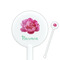 Watercolor Peonies White Plastic 5.5" Stir Stick - Round - Closeup