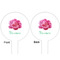 Watercolor Peonies White Plastic 6" Food Pick - Round - Double Sided - Front & Back