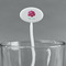 Watercolor Peonies White Plastic 7" Stir Stick - Oval - Main