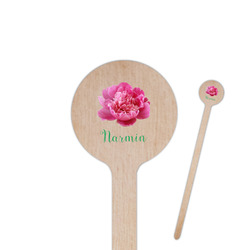 Watercolor Peonies 6" Round Wooden Stir Sticks - Double Sided (Personalized)