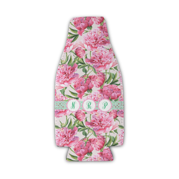 Custom Watercolor Peonies Zipper Bottle Cooler (Personalized)