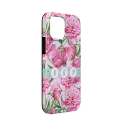 Watercolor Peonies iPhone Case - Rubber Lined - iPhone 13 Mini (Personalized)