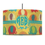 Cute Elephants 12" Drum Pendant Lamp - Fabric (Personalized)