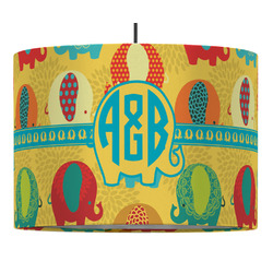 Cute Elephants 16" Drum Pendant Lamp - Fabric (Personalized)