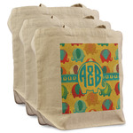 Cute Elephants Reusable Cotton Grocery Bags - Set of 3 (Personalized)