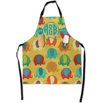 Cute Elephants Apron With Pockets w/ Couple's Names