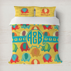 Cute Elephants Duvet Cover Set - Full / Queen (Personalized)