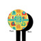 Cute Elephants Black Plastic 4" Food Pick - Round - Single Sided - Front & Back