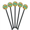 Cute Elephants Black Plastic 5.5" Stir Stick - Round - Fan View