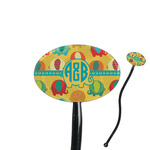 Cute Elephants 7" Oval Plastic Stir Sticks - Black - Single Sided (Personalized)