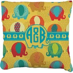 Cute Elephants Faux-Linen Throw Pillow 20" (Personalized)