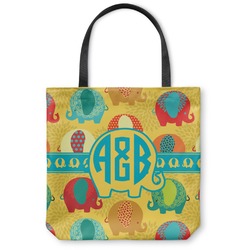 Cute Elephants Canvas Tote Bag - Large - 18"x18" (Personalized)