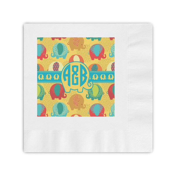 Custom Cute Elephants Coined Cocktail Napkins (Personalized)