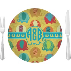 Cute Elephants 10" Glass Lunch / Dinner Plates - Single or Set (Personalized)