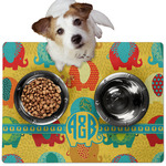 Cute Elephants Dog Food Mat - Medium w/ Couple's Names