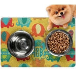 Cute Elephants Dog Food Mat - Small w/ Couple's Names