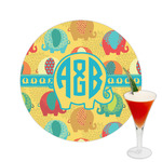 Cute Elephants Printed Drink Topper -  2.5" (Personalized)