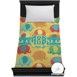 Cute Elephants Duvet Cover - Twin (Personalized)