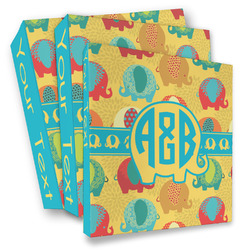 Cute Elephants 3 Ring Binder - Full Wrap (Personalized)