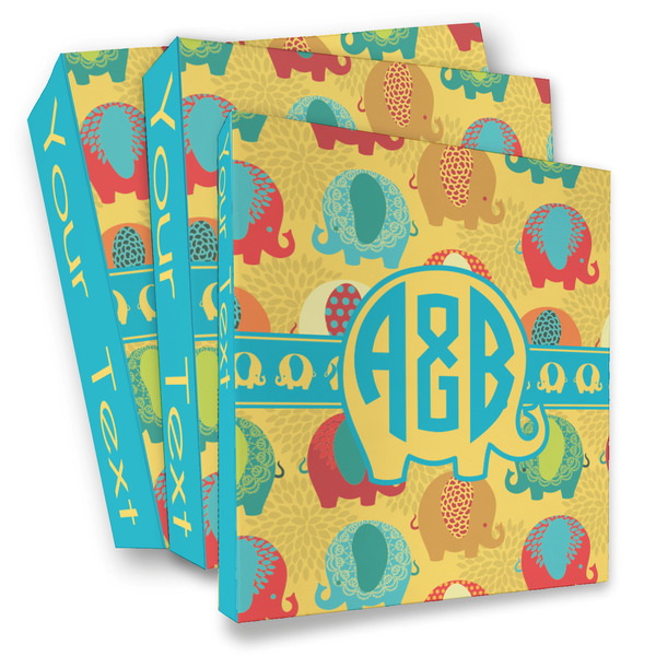 Custom Cute Elephants 3 Ring Binder - Full Wrap (Personalized)