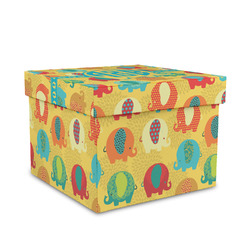 Cute Elephants Gift Box with Lid - Canvas Wrapped - Medium (Personalized)