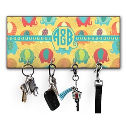 Cute Elephants Key Hanger w/ 4 Hooks w/ Couple's Names