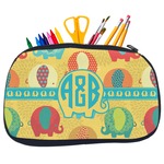 Cute Elephants Neoprene Pencil Case - Medium w/ Couple's Names