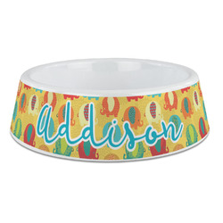 Cute Elephants Plastic Dog Bowl - Large (Personalized)