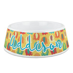 Cute Elephants Plastic Dog Bowl - Medium (Personalized)