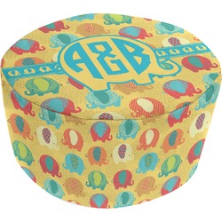 Cute Elephants Round Pouf Ottoman (Personalized)