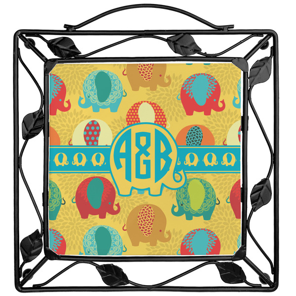 Custom Cute Elephants Square Trivet (Personalized)