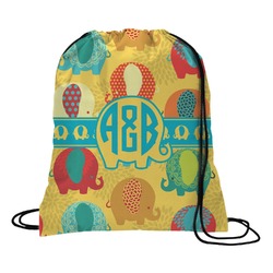Cute Elephants Drawstring Backpack - Medium (Personalized)