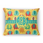 Cute Elephants Rectangular Throw Pillow Case - 12"x18" (Personalized)