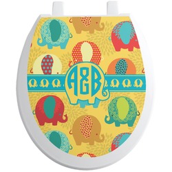 Cute Elephants Toilet Seat Decal (Personalized)