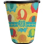 Cute Elephants Waste Basket - Single Sided (Black) (Personalized)