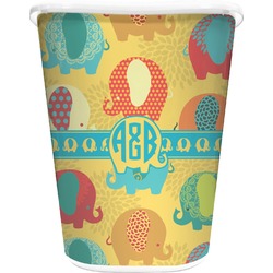 Cute Elephants Waste Basket - Double Sided (White) (Personalized)