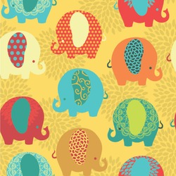 Cute Elephants Wallpaper & Surface Covering (Peel & Stick 24"x 24" Sample)