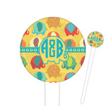 Cute Elephants Round Plastic Food Picks (Personalized)