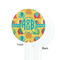 Cute Elephants White Plastic 7" Stir Stick - Single Sided - Round - Front & Back