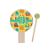 Cute Elephants 6" Round Wooden Food Picks - Double Sided (Personalized)