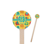 Cute Elephants 6" Round Wooden Stir Sticks - Single Sided (Personalized)