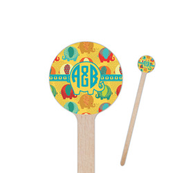 Cute Elephants 7.5" Round Wooden Stir Sticks - Double Sided (Personalized)