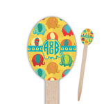 Cute Elephants Oval Wooden Food Picks (Personalized)