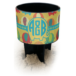 Cute Elephants Black Beach Spiker Drink Holder (Personalized)