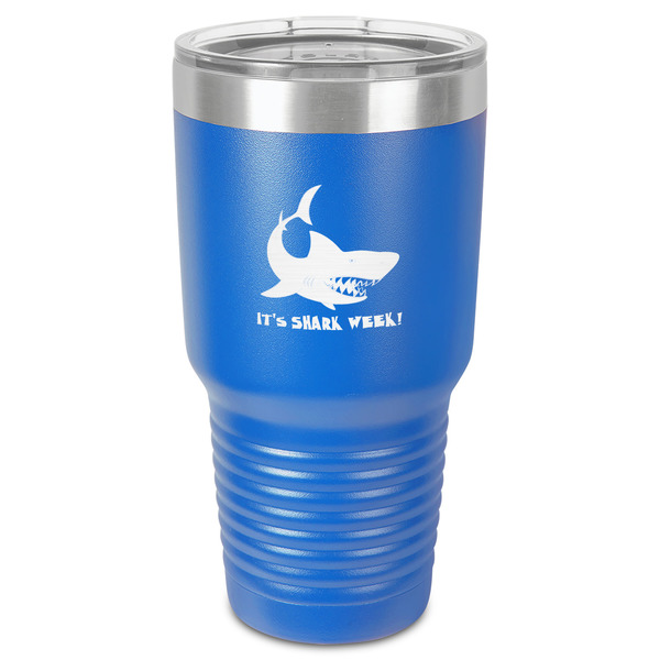 Custom Sharks 30 oz Stainless Steel Tumbler - Royal Blue - Single-Sided (Personalized)